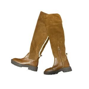 Zara over the knee leather suede boots - 37